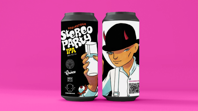 Cerveza STEREOPARTY IPA con dibujos de Martín
